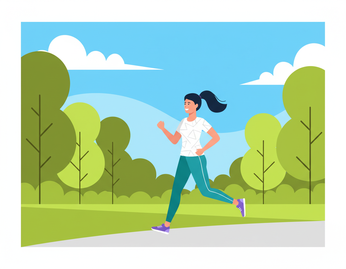 공원에서 즐겁게 걷기 운동을 하는 여성