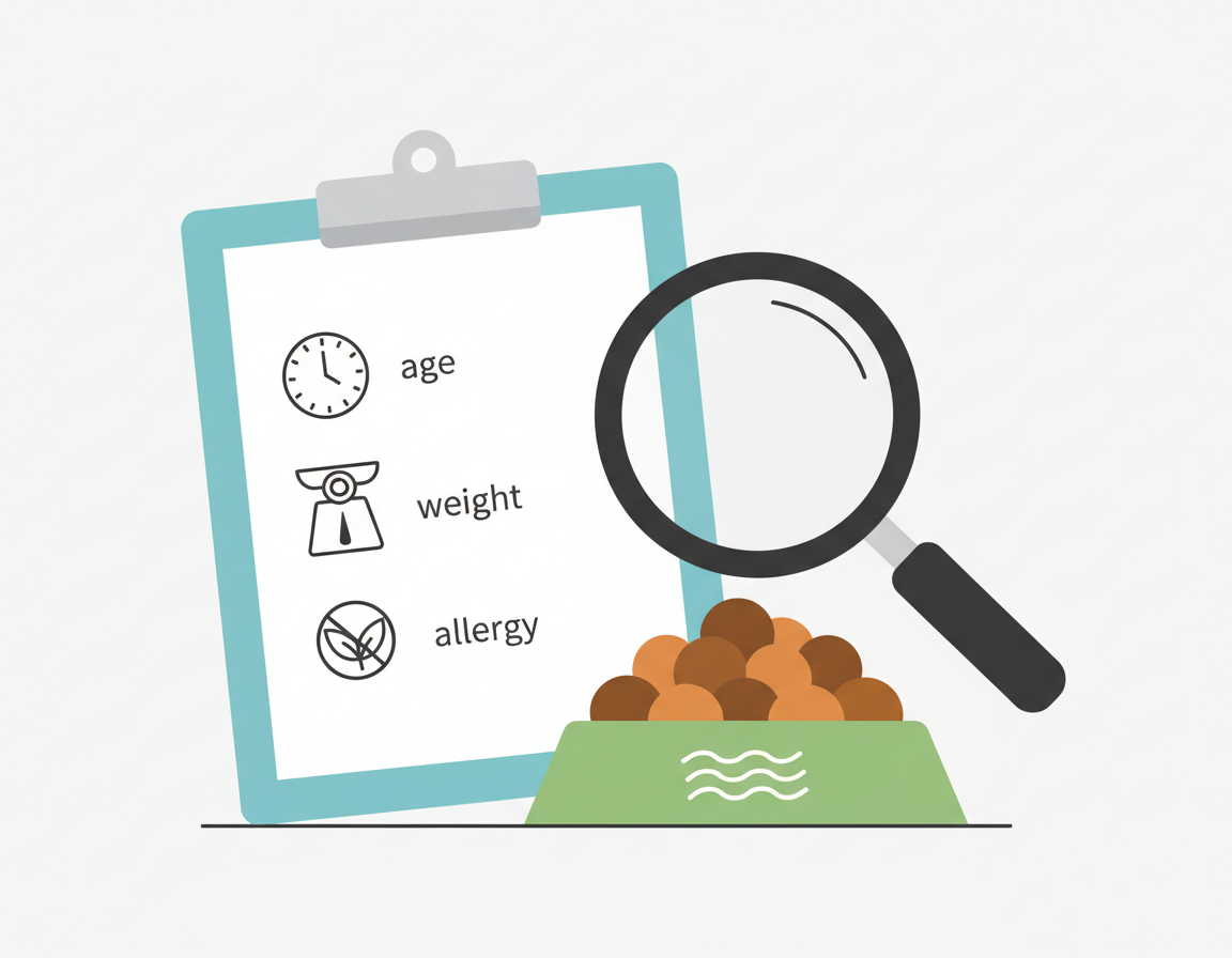 반려견 사료 선택 기준 체크리스트 일러스트