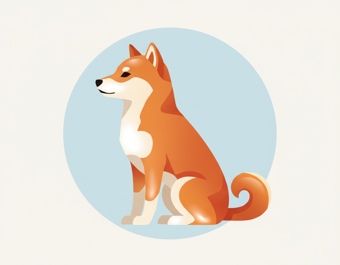 윤기 나는 털을 가진 건강한 시바견 일러스트