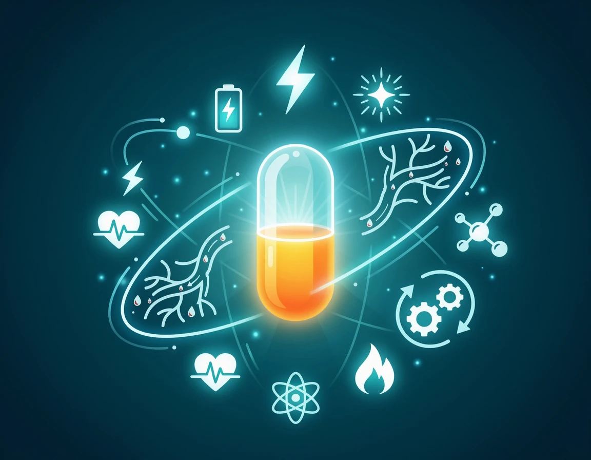 다양한 대사 시너지 성분이 배합된 영양제 캡슐 일러스트