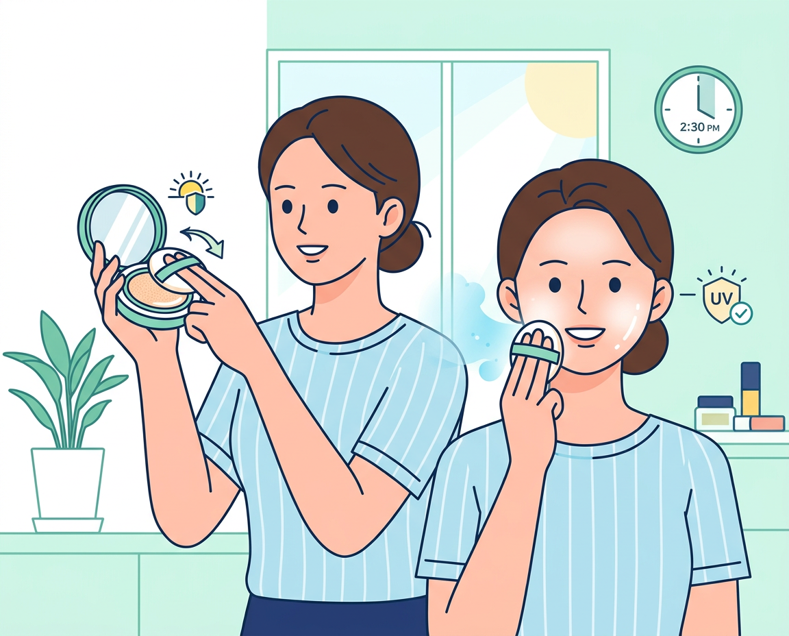 두 번째 방법: 선쿠션으로 수정 화장과 자외선 차단을 동시에