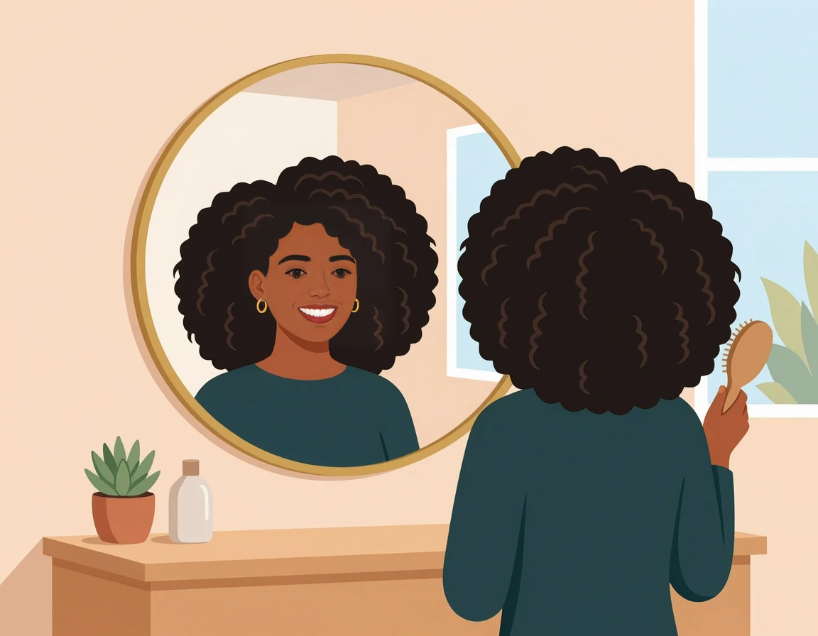 풍성하고 건강한 모발을 되찾고 자신감 있게 웃는 여성