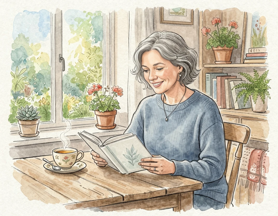 따뜻한 차를 마시며 책을 읽는 평온한 아침