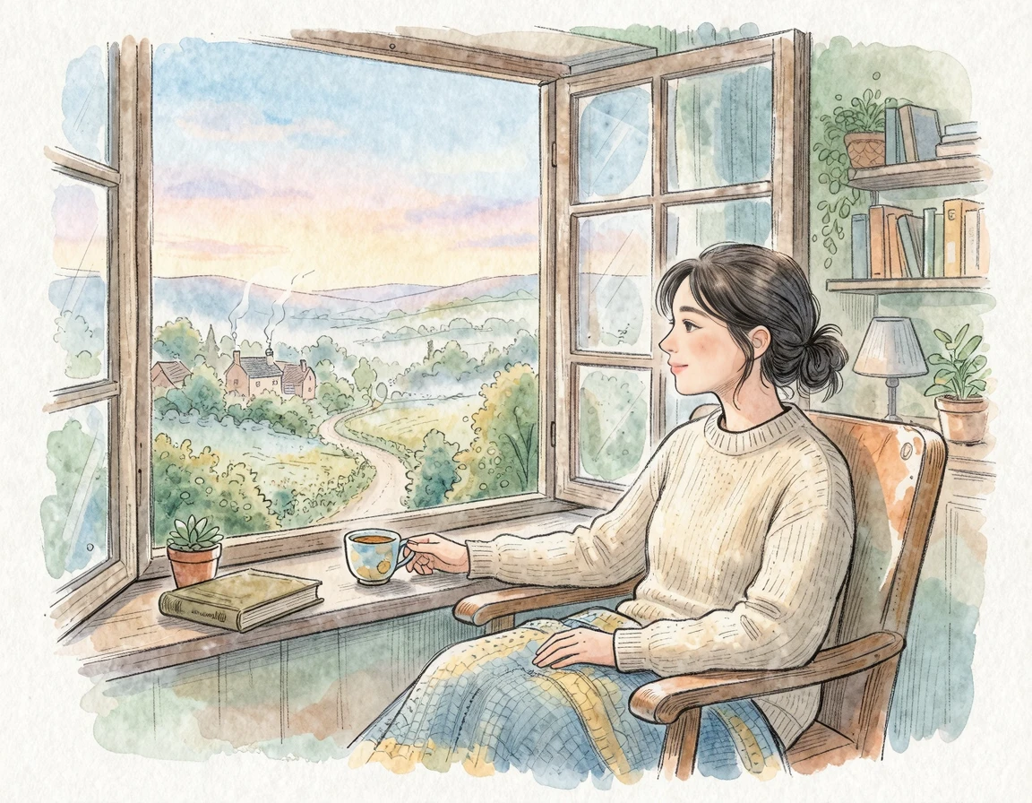 창밖을 보며 마음의 여유를 가지는 모습