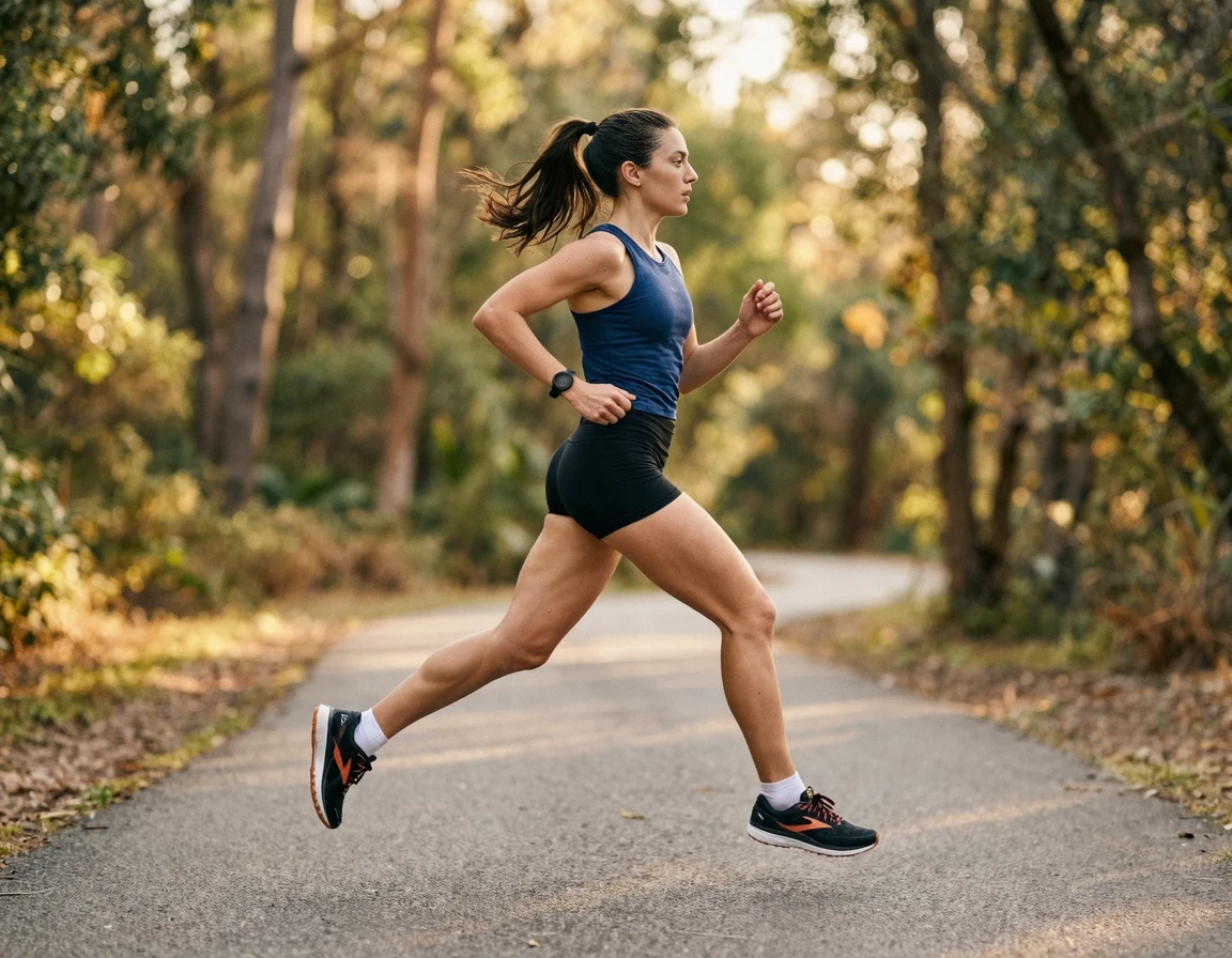 코어에 힘을 주고 올바른 상체 자세로 달리는 러너