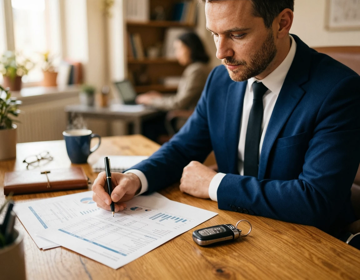 자동차 금융 서류를 검토하는 모습