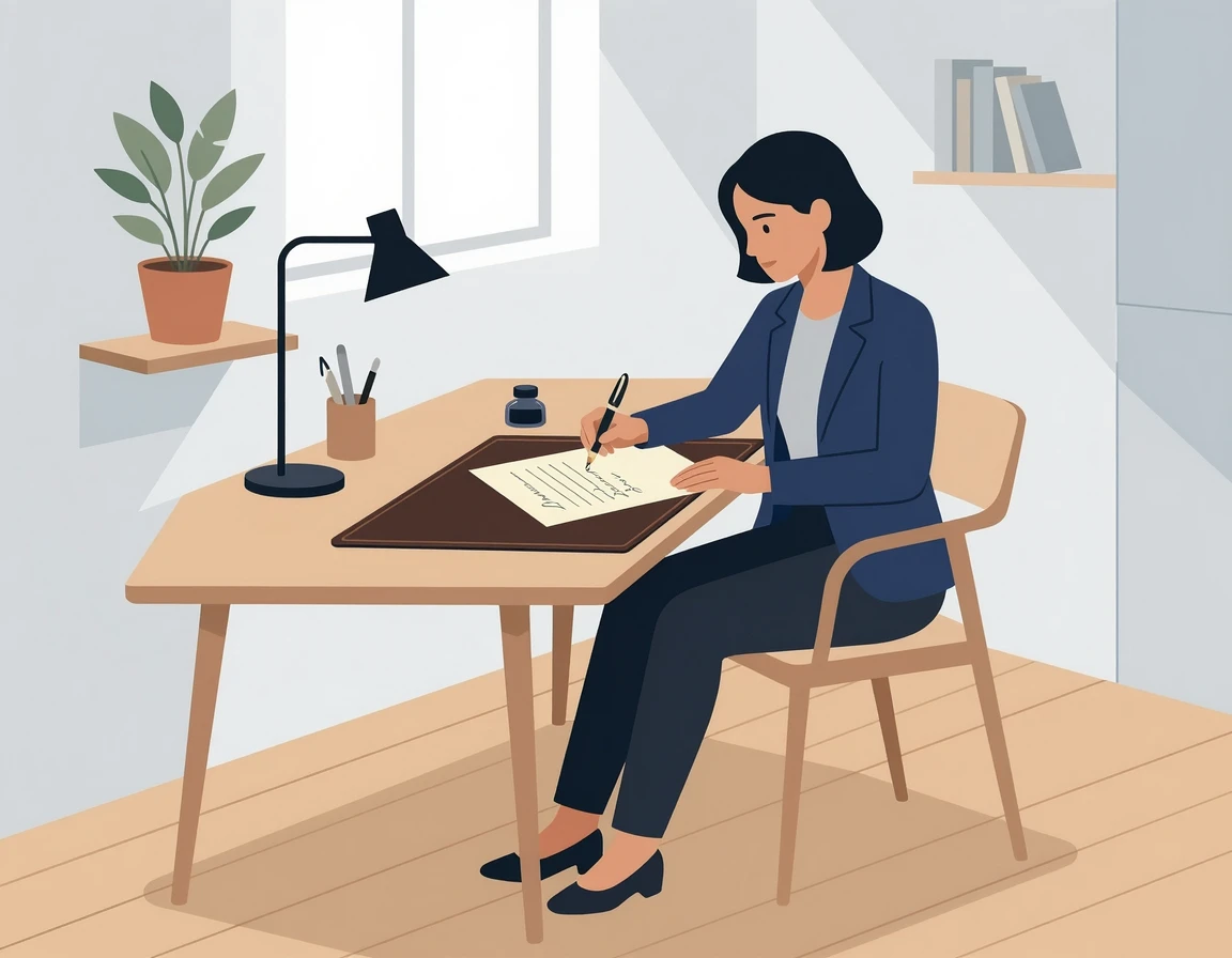 내용증명 문서를 작성하는 모습 일러스트