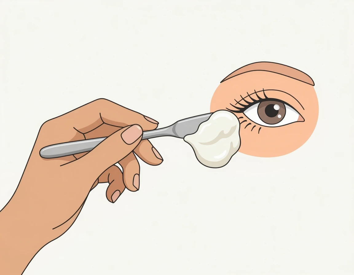 과도한 양의 아이크림을 바르려는 모습 일러스트