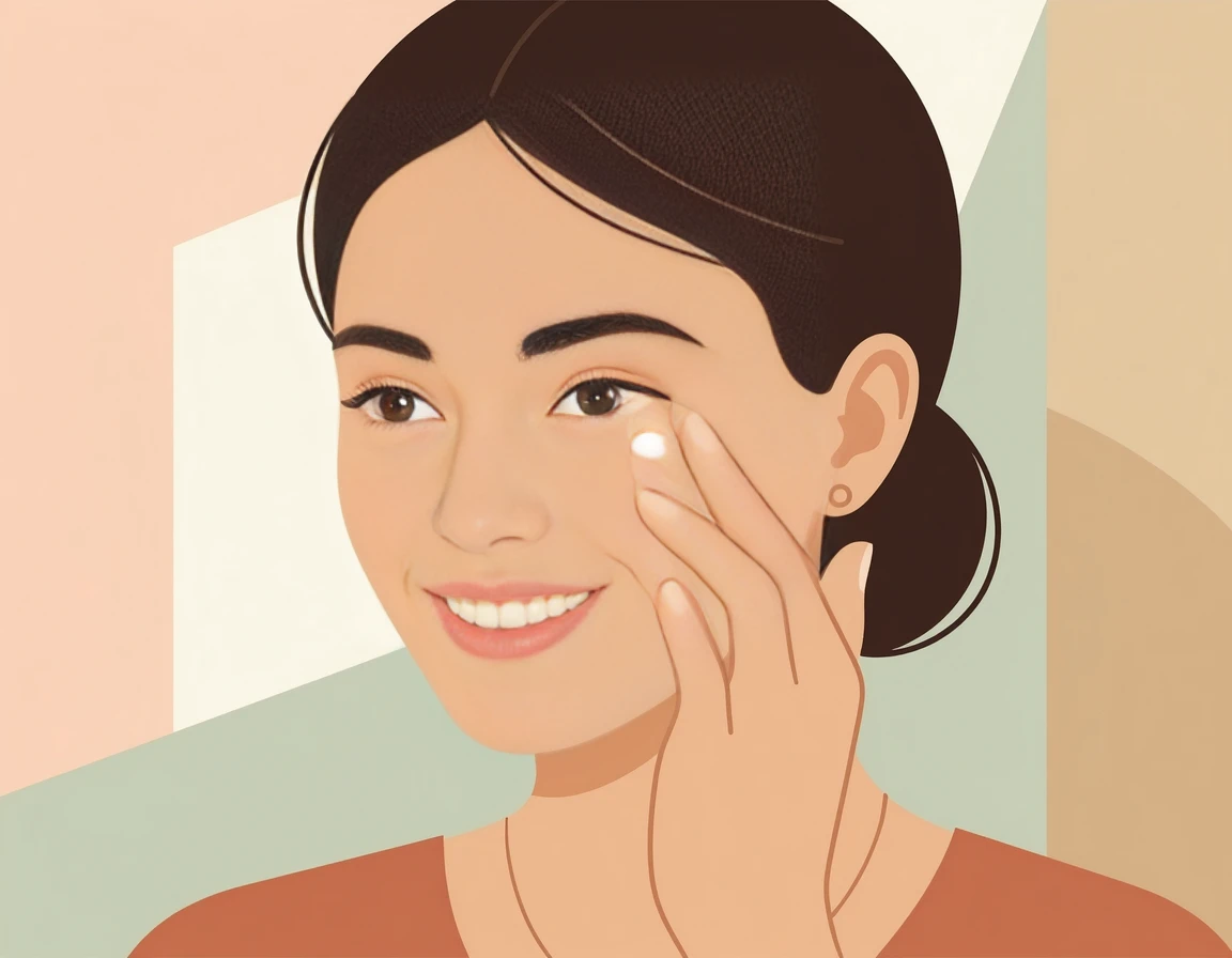 약지 손가락으로 가볍게 아이크림을 바르는 올바른 방법 일러스트