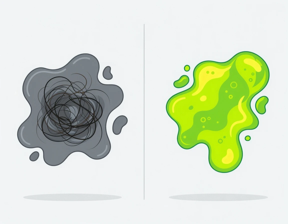 헤어볼 구토와 질병성 구토의 색상 비교 일러스트