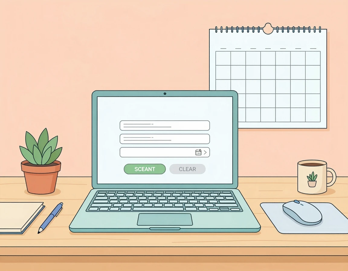 온라인 신청을 나타내는 노트북과 달력 일러스트