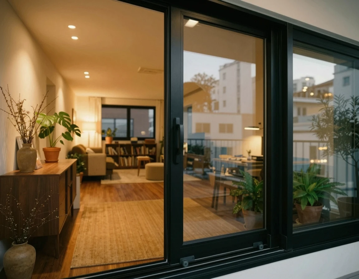 블랙 프레임의 세련된 3연동 슬라이딩 중문