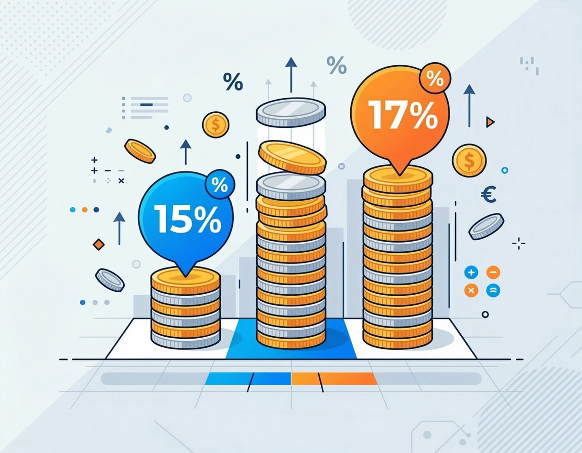 월세 세액공제율 15%와 17%에 따른 환급액 계산 일러스트