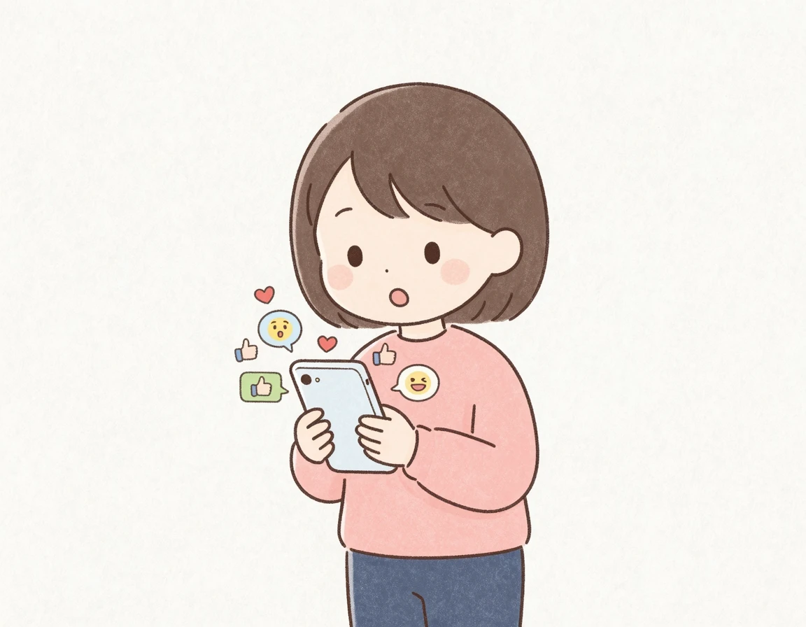 스마트폰으로 실시간 SNS 반응을 확인하며 놀라는 사람