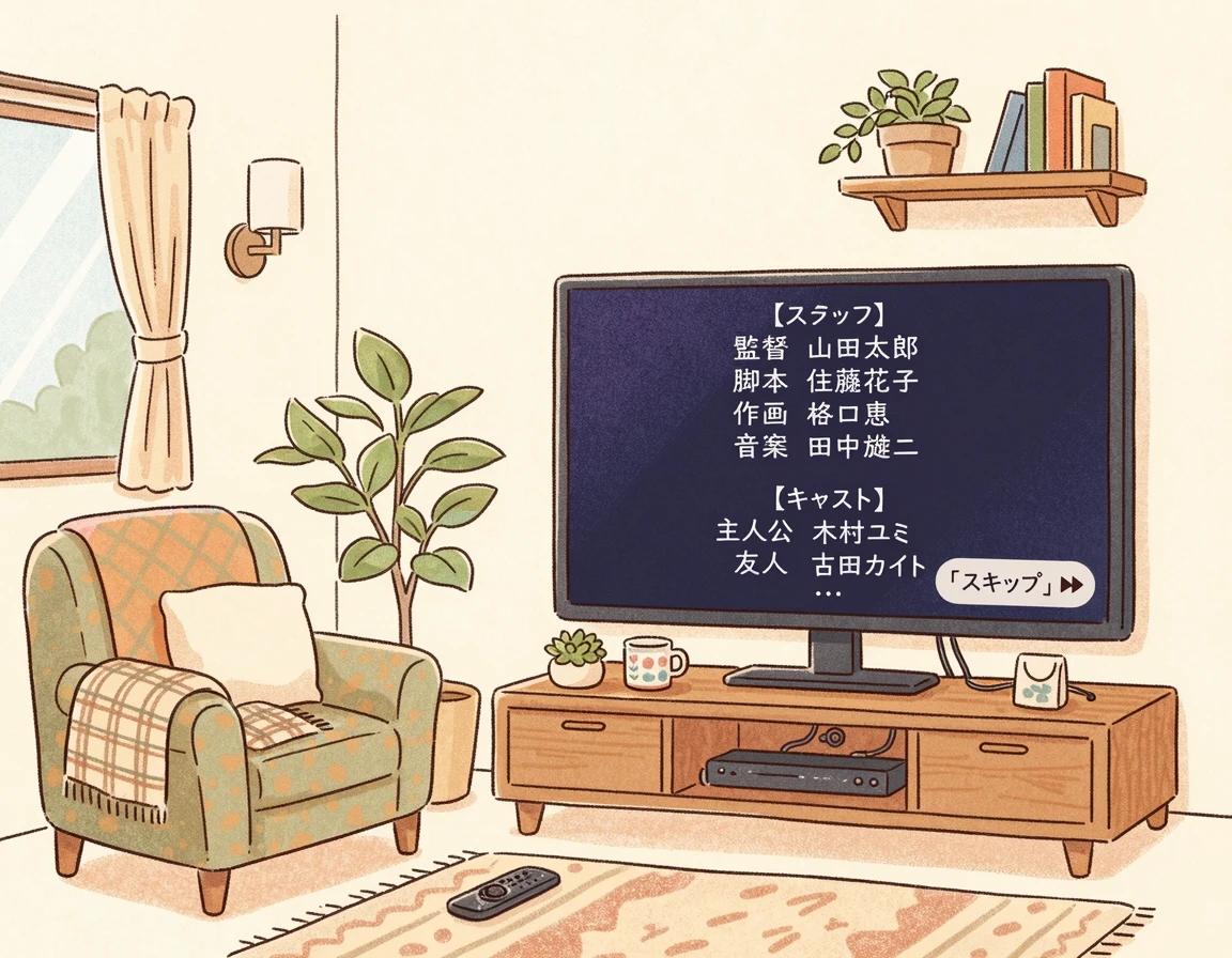 스킵 버튼이 나타난 OTT 플랫폼의 영화 크레딧 화면