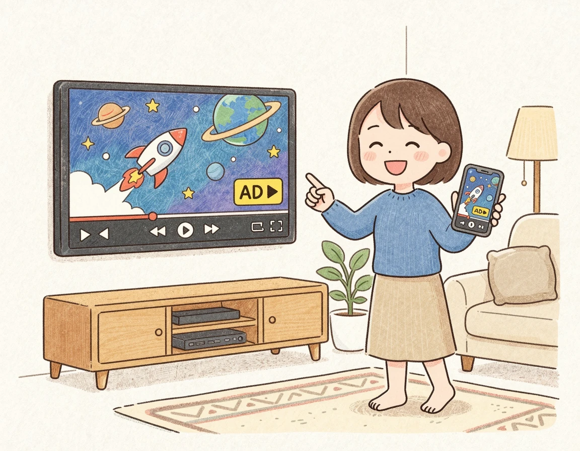 스마트폰과 TV로 무료 스트리밍 서비스를 이용하는 모습