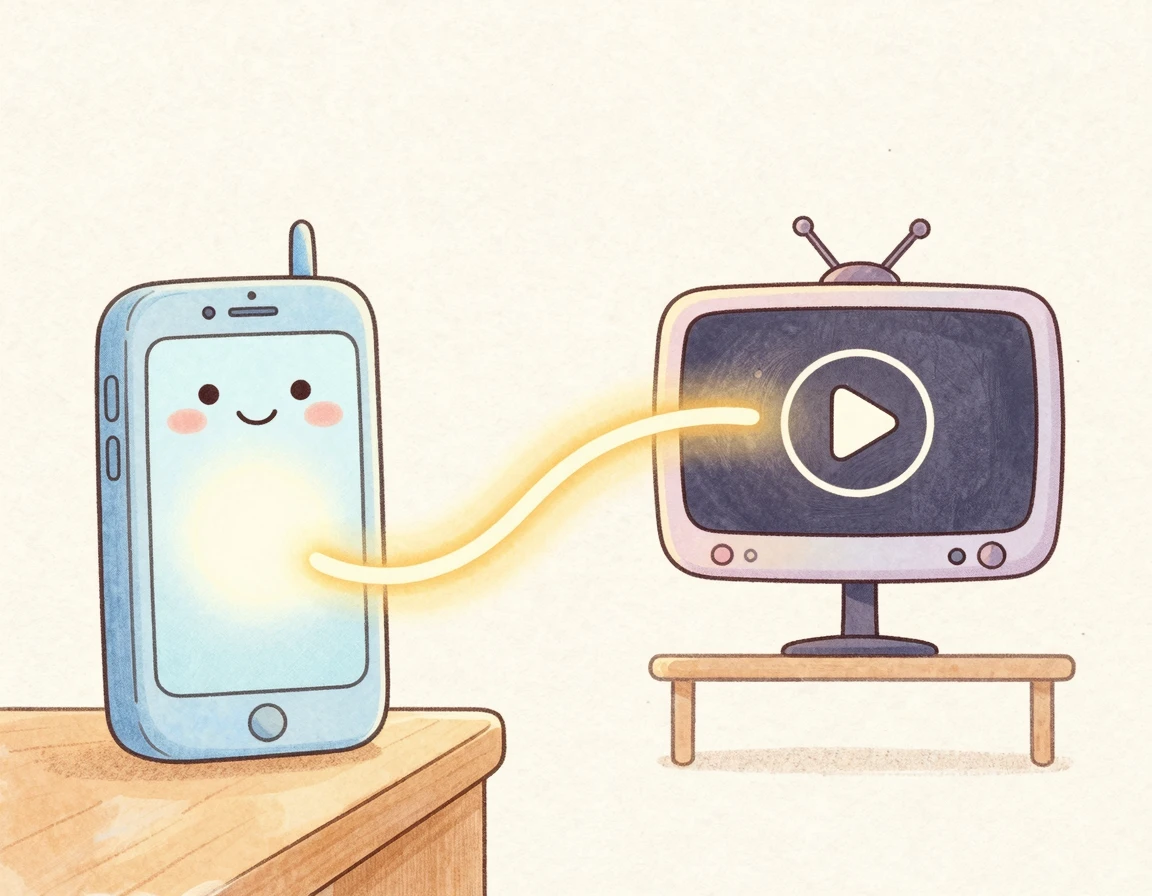 스마트폰과 TV가 연결된 OTT 스트리밍 일러스트