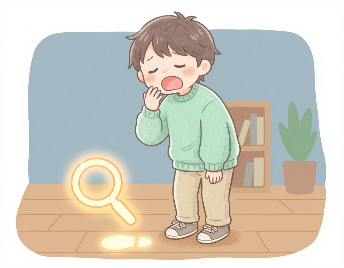 너무 뻔한 단서를 보고 지루해하는 사람 일러스트